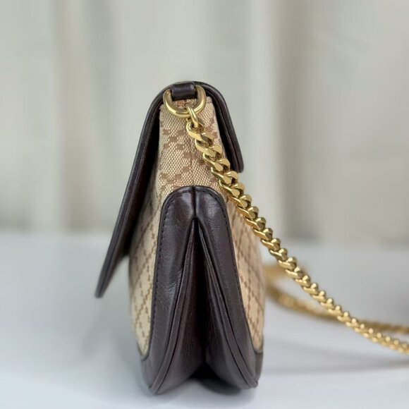 Gucci GG Logo Flap Shoulder Bag Crossbody Dark Purple Leather - Picture 4 of 9